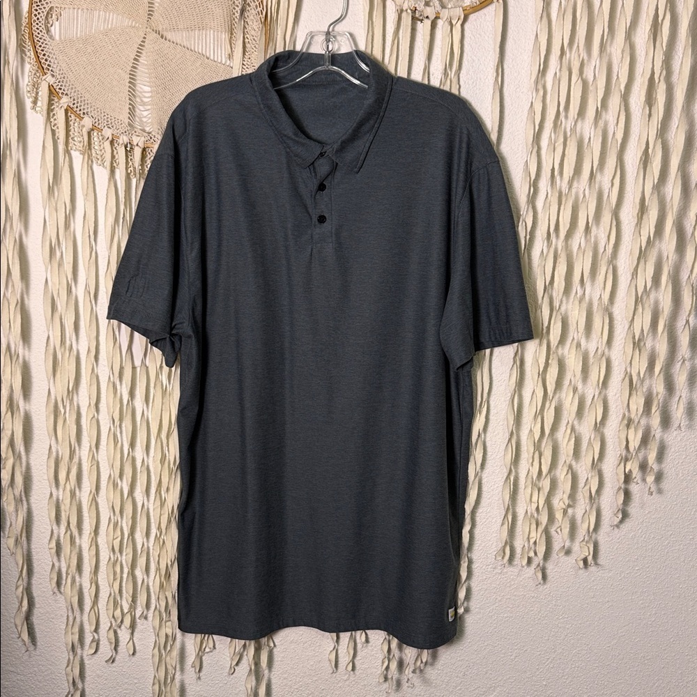 Vuori Men's Heathered Teal Short Sleeve Polo Size XL/XXL